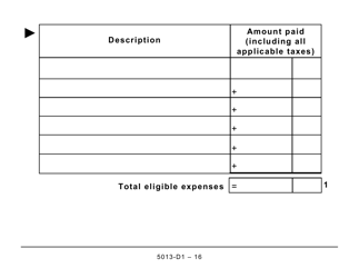 Form T1 (5013-D1) Federal Worksheet - Large Print - Canada, Page 16