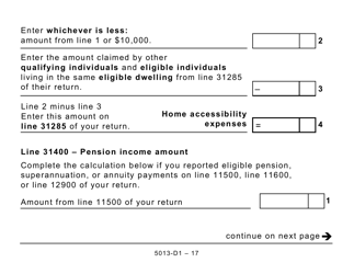 Form T1 (5013-D1) Federal Worksheet - Large Print - Canada, Page 17