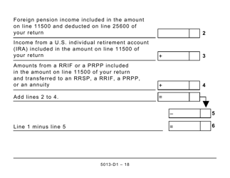 Form T1 (5013-D1) Federal Worksheet - Large Print - Canada, Page 18