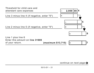 Form T1 (5013-D1) Federal Worksheet - Large Print - Canada, Page 21