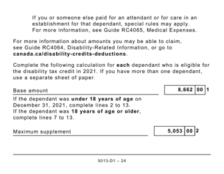 Form T1 (5013-D1) Federal Worksheet - Large Print - Canada, Page 24