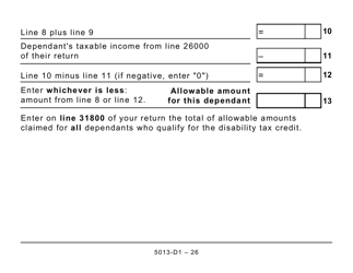 Form T1 (5013-D1) Federal Worksheet - Large Print - Canada, Page 26