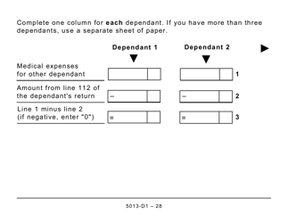 Form T1 (5013-D1) Federal Worksheet - Large Print - Canada, Page 28