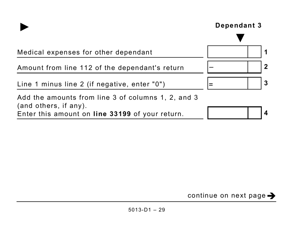 Form T1 (5013-D1) Federal Worksheet - Large Print - Canada, Page 29