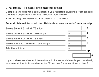 Form T1 (5013-D1) Federal Worksheet - Large Print - Canada, Page 30