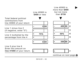 Form T1 (5013-D1) Federal Worksheet - Large Print - Canada, Page 33