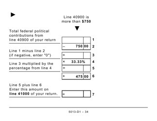 Form T1 (5013-D1) Federal Worksheet - Large Print - Canada, Page 34