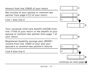 Form T1 (5013-D1) Federal Worksheet - Large Print - Canada, Page 37