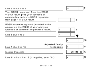 Form T1 (5013-D1) Federal Worksheet - Large Print - Canada, Page 38