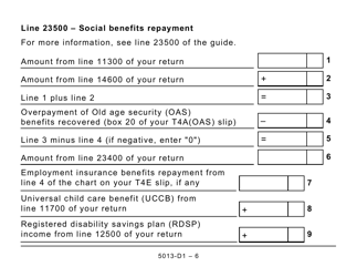 Form T1 (5013-D1) Federal Worksheet - Large Print - Canada, Page 6