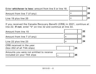 Form T1 (5013-D1) Federal Worksheet - Large Print - Canada, Page 8