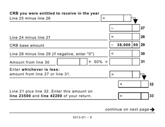 Form T1 (5013-D1) Federal Worksheet - Large Print - Canada, Page 9