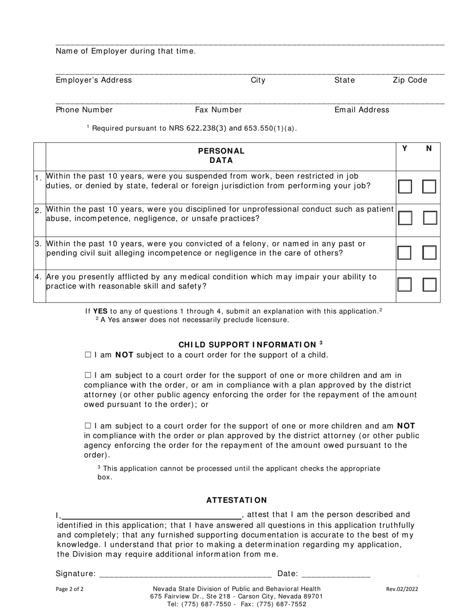 Radiation Control Program Registration Form for Radiation Therapy or Radiologic Imaging Prior to 1-1-2020 - Nevada, Page 2
