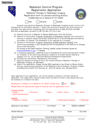Document preview: Radiation Control Program Registration Form for Radiation Therapy or Radiologic Imaging Prior to 1-1-2020 - Nevada