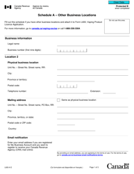 Document preview: Form L600-A Schedule A Other Business Locations - Canada