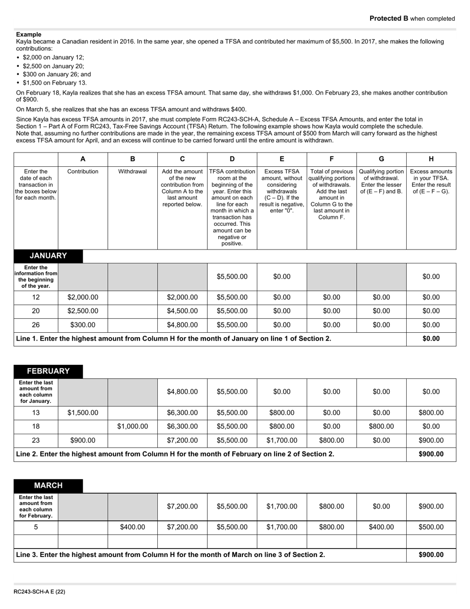 Form RC243 Schedule A Excess Tfsa Amounts - Canada, Page 2