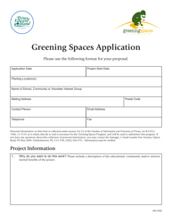 Form DG-1032 &quot;Greening Spaces Application&quot; - Prince Edward Island, Canada