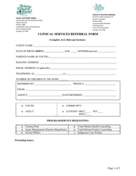 &quot;Clinical Services Referral Form&quot; - Prince Edward Island, Canada