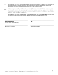 Endorsement Employee Declaration Form - Atlantic Immigration Program - Prince Edward Island, Canada, Page 2