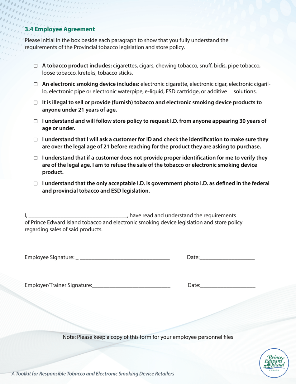 A Toolkit for Responsible Tobacco and Electronic Smoking Device Retailers - Tobacco Quiz - Prince Edward Island, Canada, Page 5