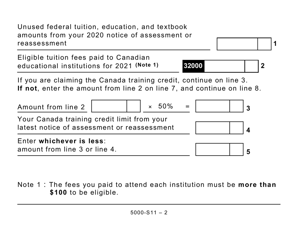 Form 5000 S11 T1 Schedule 11 2021 Fill Out Sign Online And Download Printable Pdf Canada 9102