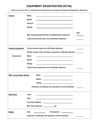 Equipment Registration Form - Manitoba, Canada, Page 2