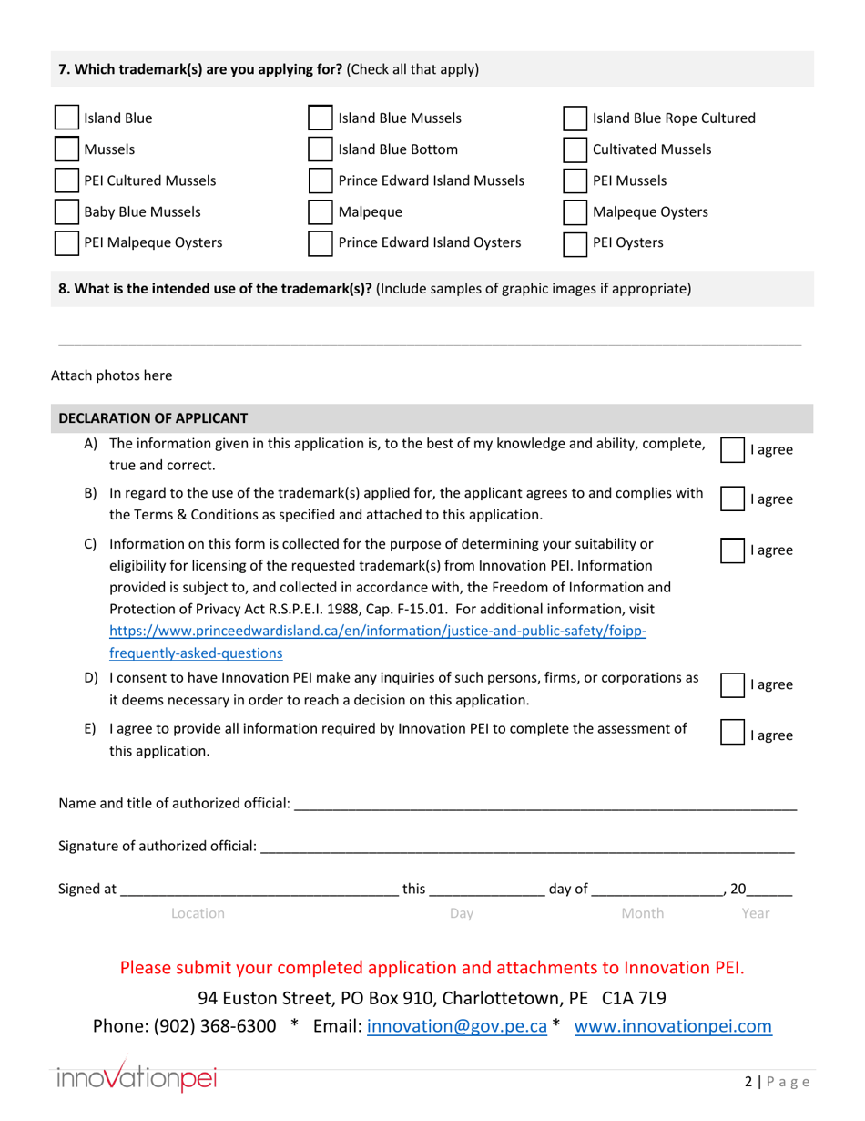 Innovation Pei Trademark Licensing of island Blue and / or Malpeque, or Variations Thereof, and Bilingual Equivalent. - Prince Edward Island, Canada, Page 2