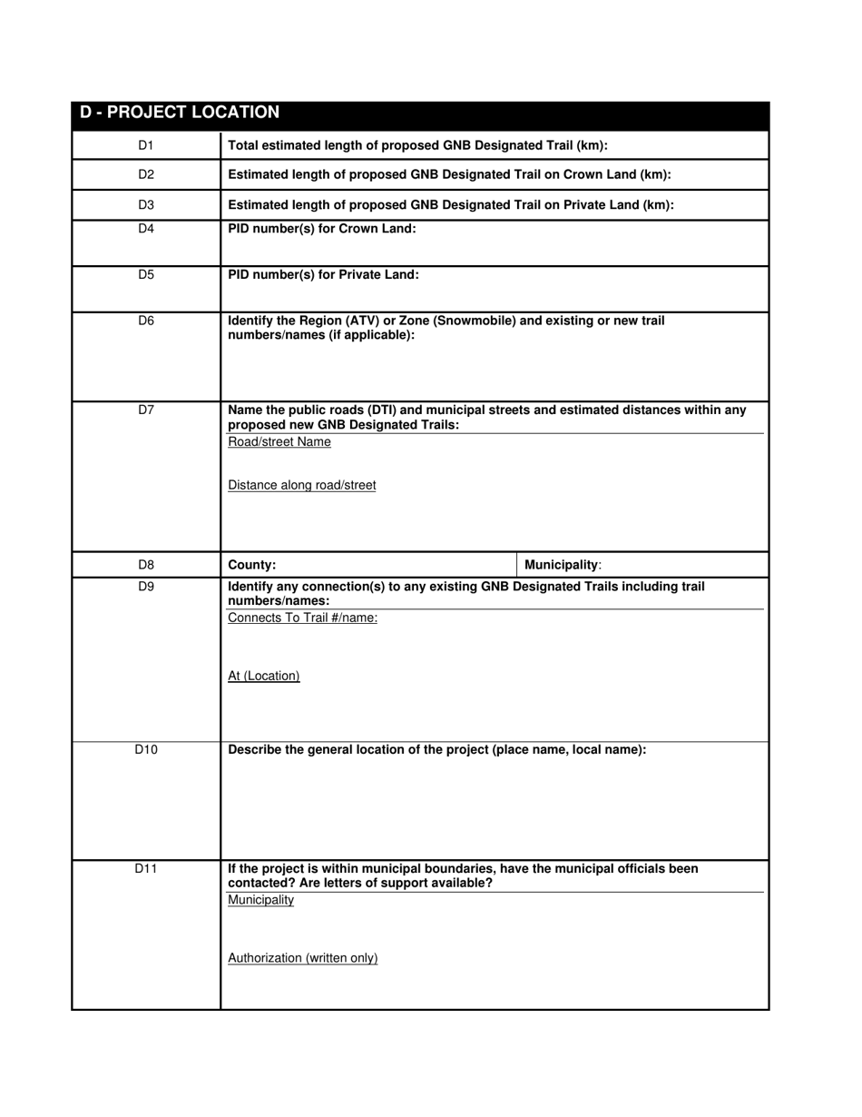 Provincial Trail Infrastructure Fund Application Form - New Brunswick, Canada, Page 3