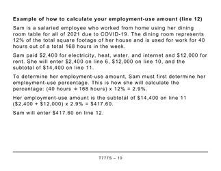 Form T777S Statement of Employment Expenses for Working at Home Due to Covid-19 (Large Print) - Canada, Page 10