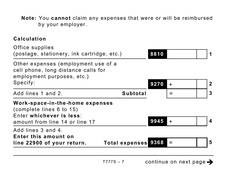 Form T777S - Fill Out, Sign Online and Download Printable PDF, Canada ...