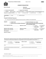 Form CPD-1 &quot;Consent Requisition&quot; - British Columbia, Canada