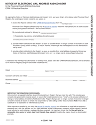 Document preview: Form ADM882 Notice of Electronic Mail Address and Consent - British Columbia, Canada