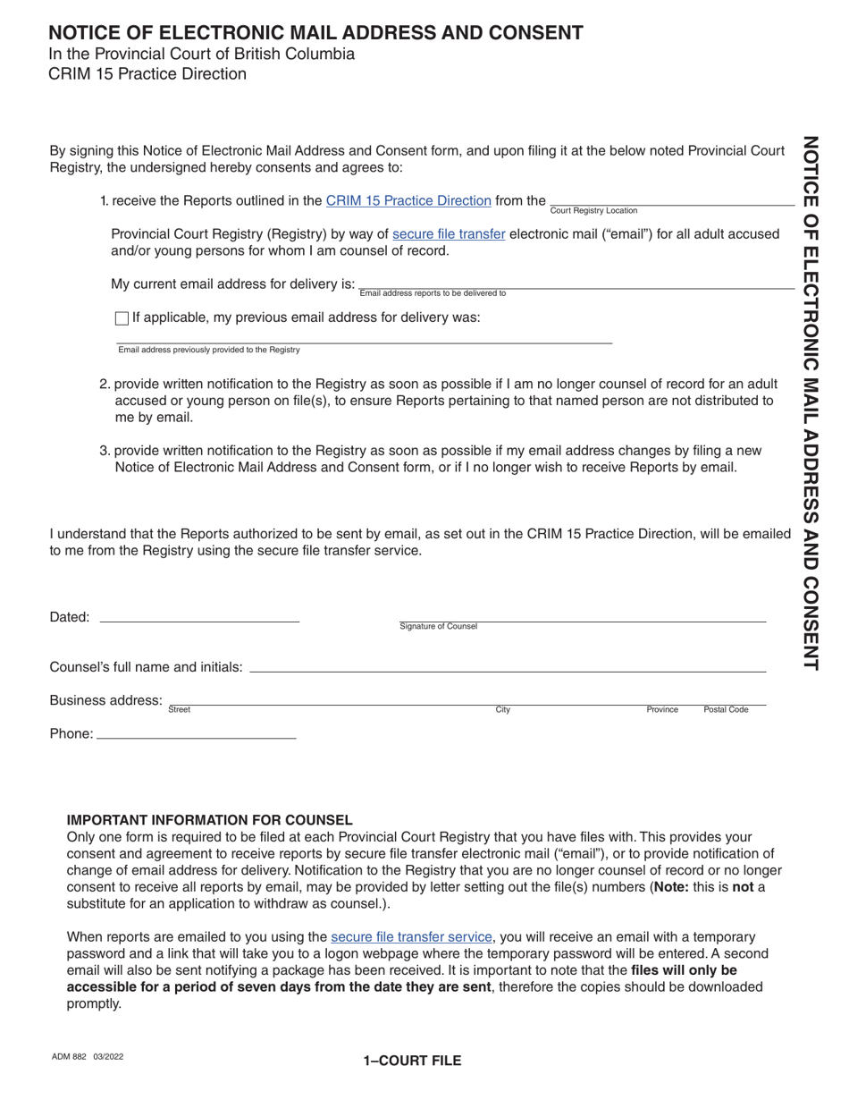 Form ADM882 - Fill Out, Sign Online and Download Fillable PDF, British ...