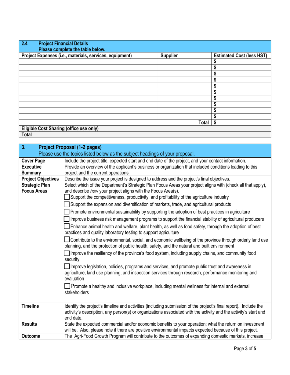 Agri-Food Growth Program Application Form - Prince Edward Island, Canada, Page 3