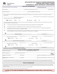 Form VSA509C Application for Change of Gender Designation (Minors Aged Under 12 Years) - British Columbia, Canada, Page 3