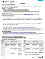 Form TX19 Asking for a Clearance Certificate - Canada