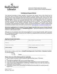 Form 14-917 &quot;Child/Spousal Support Referral&quot; - Newfoundland and Labrador, Canada