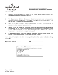 Form 14-917 Child/Spousal Support Referral - Newfoundland and Labrador, Canada, Page 2