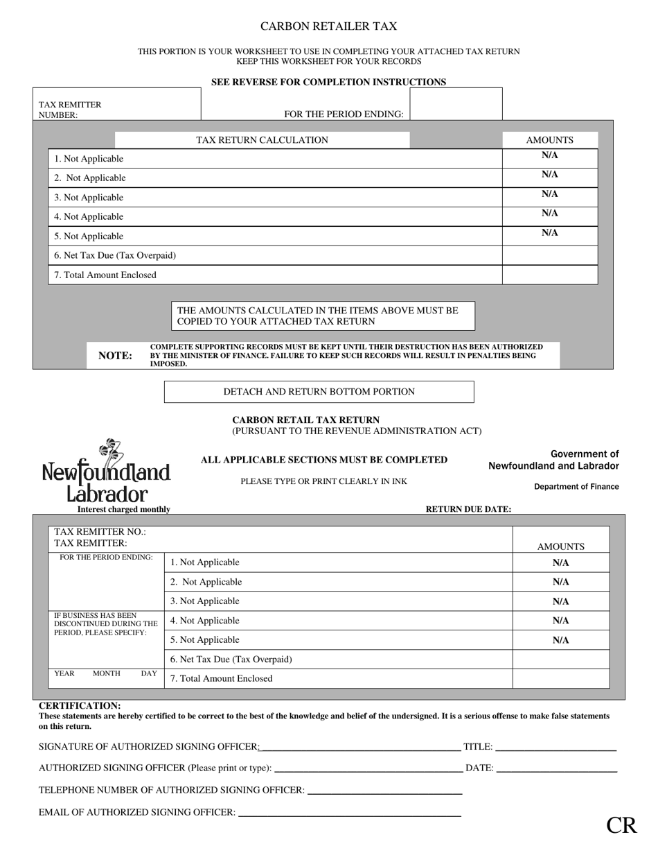 Schedule A Gasoline Retailer Tax - Newfoundland and Labrador, Canada, Page 3