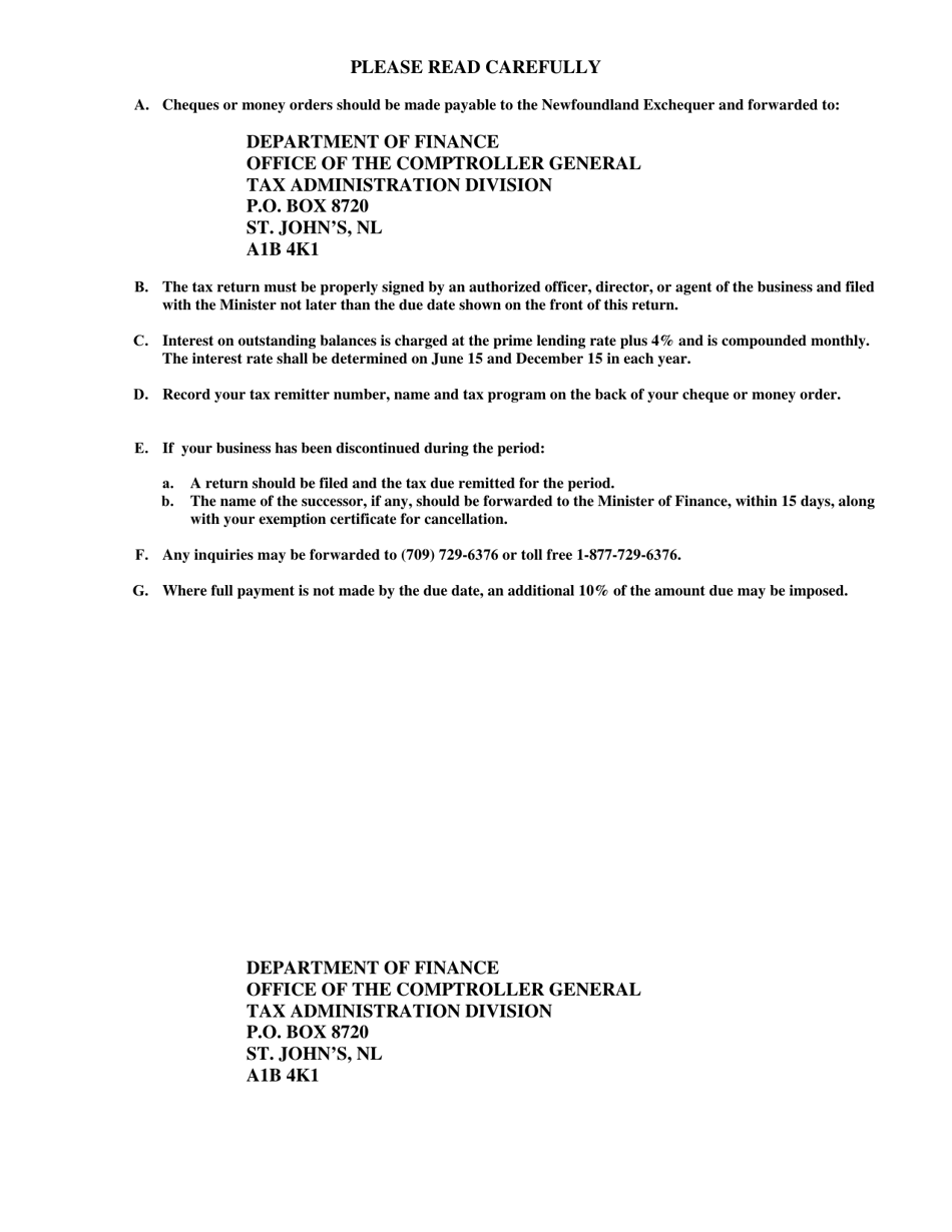 Schedule A Gasoline Retailer Tax - Newfoundland and Labrador, Canada, Page 4