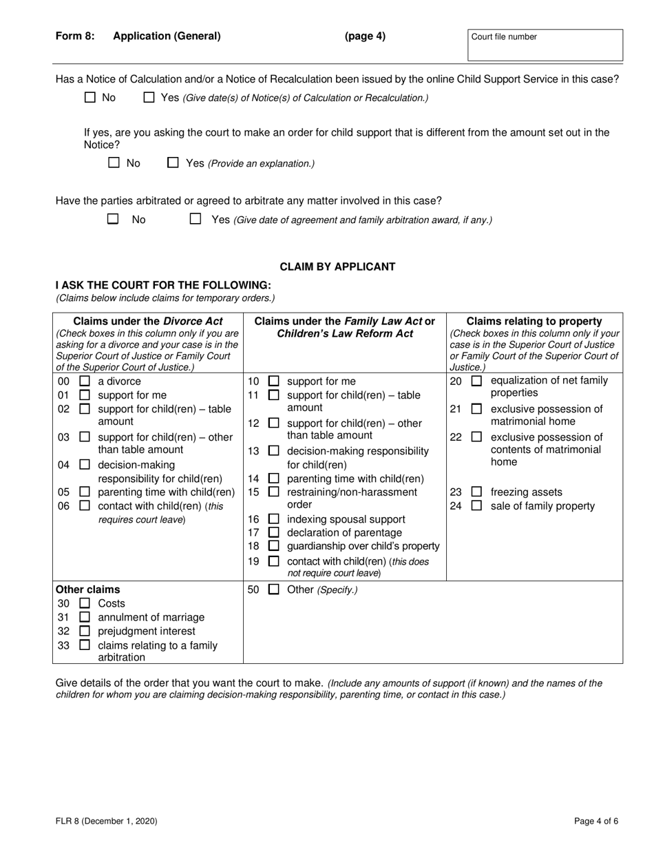 Form 8 Application (General) - Ontario, Canada, Page 4