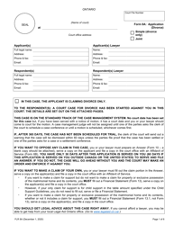 Form 8A &quot;Application (Divorce)&quot; - Ontario, Canada