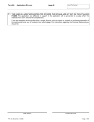 Form 8A &quot;Application (Divorce)&quot; - Ontario, Canada, Page 2