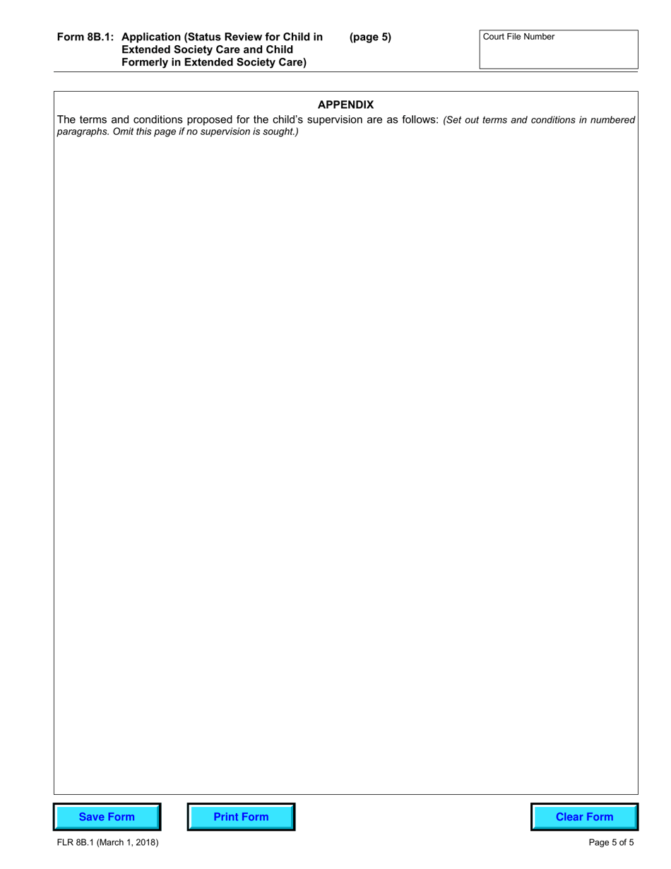 Form 8B.1 Application (Status Review for Child in Extended Society Care and Child Formerly in Extended Society Care) - Ontario, Canada, Page 5