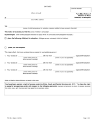 Form 8D.2 Notice of Intention to Place Child(Ren) for Adoption - Ontario, Canada