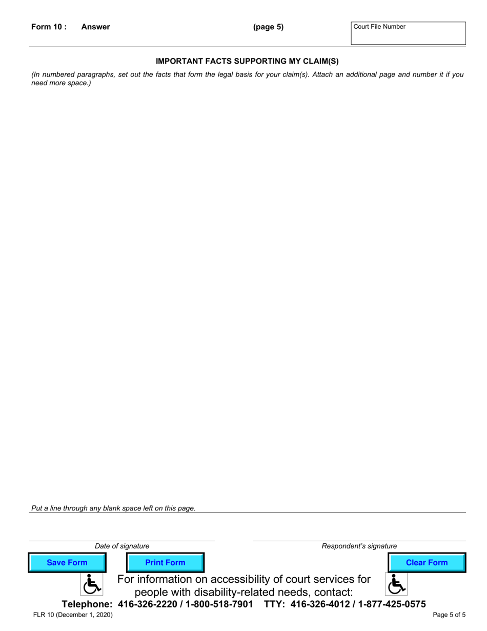 Form 10 Answer - Ontario, Canada, Page 5