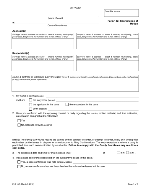 Form 14C Confirmation of Motion - Ontario, Canada