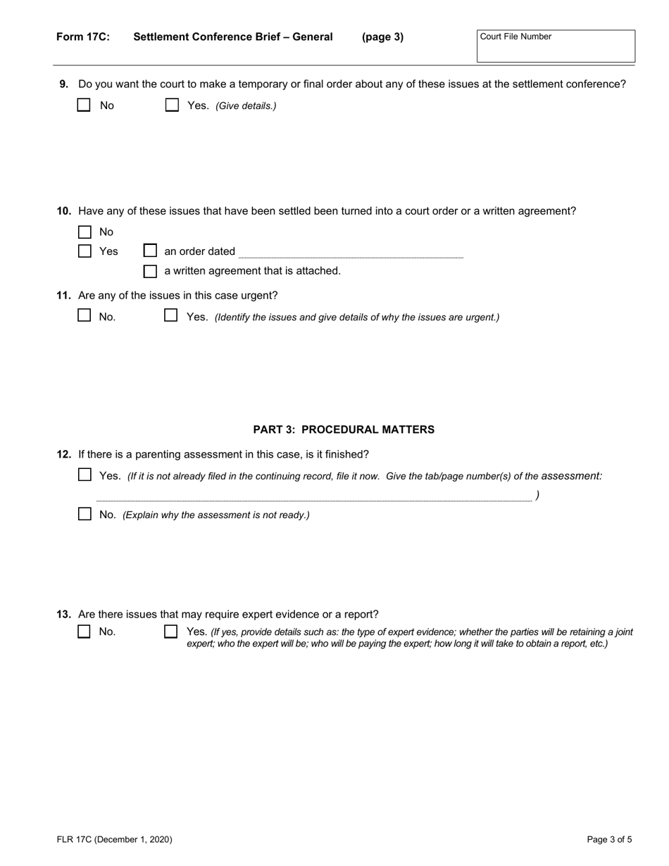 Form 17C Settlement Conference Brief - General - Ontario, Canada, Page 3