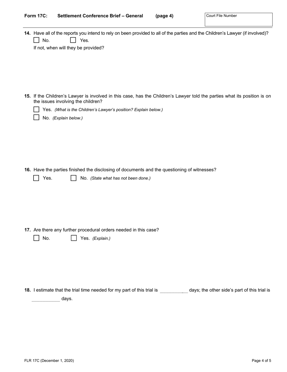 Form 17C Settlement Conference Brief - General - Ontario, Canada, Page 4