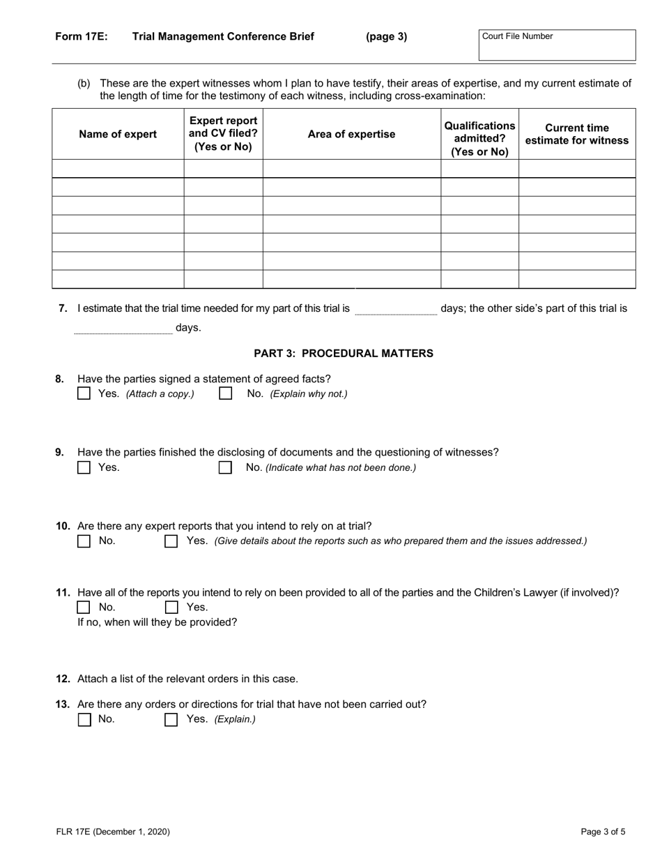 Form 17E Trial Management Conference Brief - Ontario, Canada, Page 3